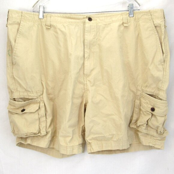 Oleg Cassinni Men's Khaki Flat Front Cargo Pocket Chino Shorts Size 48X8 - Picture 1 of 7